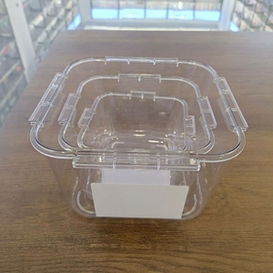 透明PET冷蔵庫オーガナイザーボックス3個セット、蓋付き正方形食品保存容器、キッチン冷凍庫用 - Product Image 4