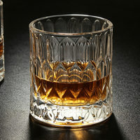 Verre à whisky en cristal taillé diamant de luxe sans plomb 260 ml, base lourde, style Old Fashioned, pour bourbon et cocktails