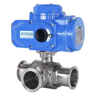 Vanne à boisseau sphérique sanitaire SONGO 3 voies 24VAC/DC, signal d'entrée 0-10V, DN25, acier inoxydable 304, commande à collier en T - Product Image 4