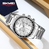SKMEI 9096 jam tangan kuarsa Analog pria, jam tangan olahraga antik modis bisnis gaya Amerika desain barat murah