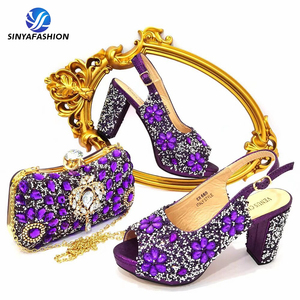 Sinya oro nigeriano cristallo africano festa nuziale <span class=keywords><strong>sposa</strong></span> italiano <span class=keywords><strong>scarpe</strong></span> e borse abbinate Set per le donne - Product Image 4