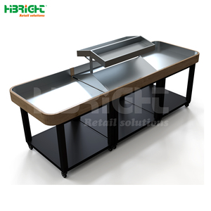 Mesa de Clasificación de Productos de Acero Inoxidable Highbright con Base de Madera para Supermercados y Tiendas de Abarrotes - Product Image 2