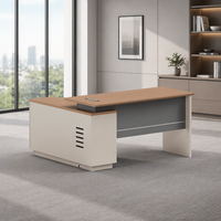 Bureau de direction en bois personnalisé au design moderne, bureau de luxe en forme de L pour PDG, table d'usine