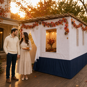 3x3 2x3 2x2 1,5x2ft Koscherer Pavillon für Jüdische Feste im Freien, Robuster Stahlrahmen, Oxford Wasserdichte Wände, Bambus-Schach Weiß - Product Image 3