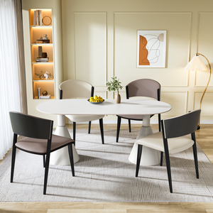 Ensemble de <span class=keywords><strong>table</strong></span> à manger moderne avec <span class=keywords><strong>4</strong></span> chaises pour <span class=keywords><strong>4</strong></span> à 6 <span class=keywords><strong>personnes</strong></span>, meubles de salle à manger blancs, <span class=keywords><strong>table</strong></span> de <span class=keywords><strong>cuisine</strong></span> en marbre pour les rassemblements familiaux - Product Image 1