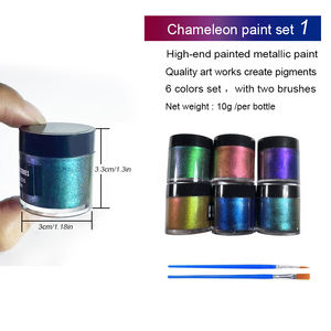 Ensemble de peinture acrylique métallisée caméléon de qualité supérieure personnalisée gratuite 6 couleurs <span class=keywords><strong>petit</strong></span> paquet <span class=keywords><strong>pot</strong></span> de marque privée pour <span class=keywords><strong>verre</strong></span> toile papier - Product Image 4
