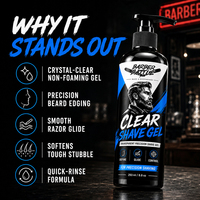 BARBERBATTLE Gel de Rasage Hydratant Transparent Personnalisable pour Peaux Sensibles, Étiquette et Parfum au Choix, 250ML/8.8oz