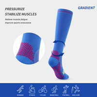 Chaussettes de compression unisexes professionnelles pour jeunes, course à pied, sports de plein air, nylon, couleur unie, multicolores CY0026, soutien musculaire
