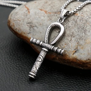 yunnique Ancient Egyptian Ankh Pendant Stainless Steel Men's Necklace <b>Cross</b> Shape Jewelry Gift - Product Image 2