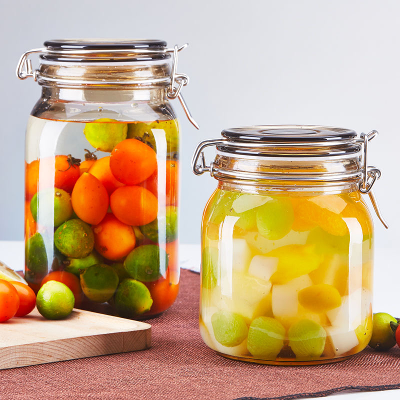 fast delivery 500~3000ml seal cans jar glass lemon honey jam bottle food storage jar