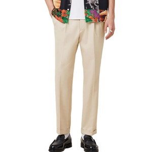 Pantalones <span class=keywords><strong>de</strong></span> traje rectos <span class=keywords><strong>de</strong></span> negocios formales para <span class=keywords><strong>hombre</strong></span> Pantalones <span class=keywords><strong>de</strong></span> mezcla <span class=keywords><strong>de</strong></span> LICRA <span class=keywords><strong>de</strong></span> rayón poliéster <span class=keywords><strong>dobladillo</strong></span> puño plisado servicio OEM - Product Image 5
