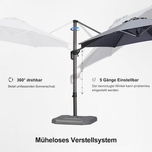 <span class=keywords><strong>Parasol</strong></span> en voladizo grande y moderno <span class=keywords><strong>de</strong></span> 330 cm, Pedal giratorio <span class=keywords><strong>de</strong></span> 360 grados, Base cruzada para protección solar al aire libre, Patio - Product Image 6