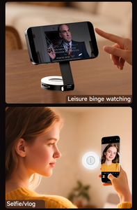 Anneau lumineux LED <span class=keywords><strong>rechargeable</strong></span> et pliable avec support magnétique pour téléphone et miroir, idéal pour le maquillage, les vlogs, la photographie et la vidéo - Product Image 2