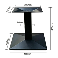 Base de table inclinée en fonte avec pieds réglables, pieds de nivellement et colonne centrale, base de table noire pour usage extérieur