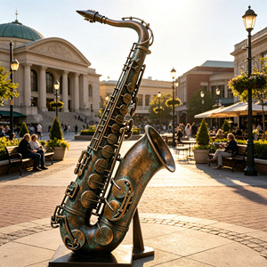 Sculpture en bronze coulé sur mesure, style art moderne, décoration de place publique, statue géante d'instrument de musique <span class=keywords><strong>saxophone</strong></span> - Product Image 2