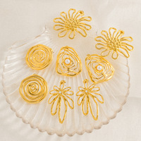 Nouveau mode exagéré rétro creux fleur boucles d'oreilles élégant 18K en acier inoxydable or boucle d'oreille pour les femmes cadeau