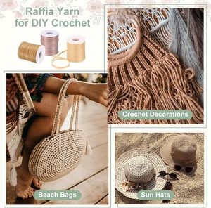 Fil de raphia 100 % polyester écologique haute ténacité pour crochet, chapeau d'été, sac de plage fait main, artisanat DIY, tissage - Product Image 4
