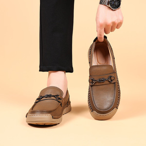 รองเท้าโลฟเฟอร์หนังแบบสวมสำหรับผู้ชาย พื้นนุ่ม สไตล์ลำลอง สีน้ำตาล สำหรับวัยรุ่น - Product Image 3