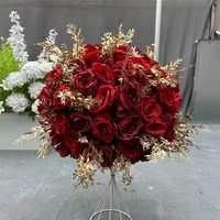 GOG047 80cm Violet Ivoire Noir Verre Soie Sauvage Artificielle Faux Rose Pivoine Orchidée Mariage Fleurs Boules Orange Centres de Table