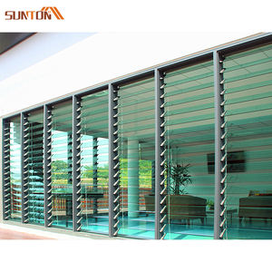 Fenêtre ventilée personnalisée avec cadre en aluminium persienne design maison villa fenêtres à persiennes en verre d'aluminium modernes - Product Image 1