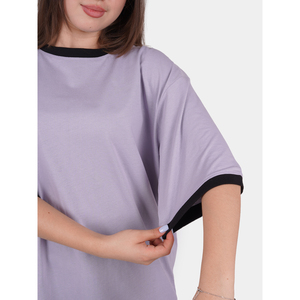 เสื้อยืดลำลองทรงปกติ สีม่วงลาเวนเดอร์ สไตล์สตรีทแวร์ ใส่ได้ทั้งชายและหญิง ผลิตจากผ้าฝ้าย 100% เป็นมิตรต่อสิ่งแวดล้อม สวมใส่สบาย เหมาะสำหรับใส่ในชีวิตประจำวัน ผลิตจากโรงงานโดยตรง - Product Image 4