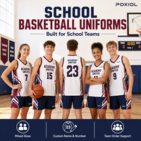 Seragam Basket Sekolah Kustom Set Jersey Tim Bernapas, Pakaian Olahraga Berkinerja Tinggi Dengan Logo Nama Nomor untuk Tim Siswa