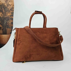Factory Custom Vintage Suede Tote Bags Spacious Dual Carry Handbags With Custom Logo Low MOQ - Product Image 4