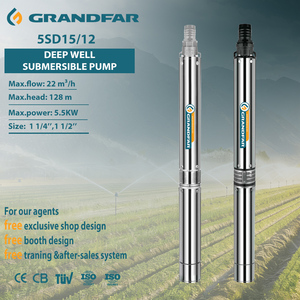 Bomba de Pozo Profundo GRANDFAR 380V 5.5KW Multietapa de Acero Inoxidable con Motor de Alto Contenido de Cobre para Riego 5SD15/12 de Alta Presión - Product Image 1