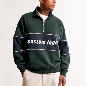 Felpe con Cappuccio e Mezza Zip per Uomo in Cotone 100% con Ricamo 3D Personalizzato OEM, Produttore di Felpe <span class=keywords><strong>Vintage</strong></span> <span class=keywords><strong>Oversize</strong></span> in Pile per Uomo - Product Image 1