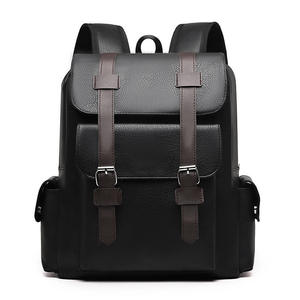 Custom British Retro Soft PU Leather <b>Backpack</b>, Casual Waterproof Travel <b>Backpack</b> with Belt Buckle - Product Image 5
