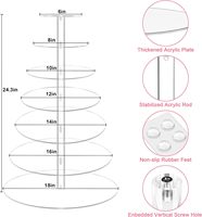 Support à gâteau transparent en acrylique moderne, pliable, portable, de grande taille, à 7 niveaux, pour cupcakes et desserts