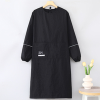 Tablier de travail coréen personnalisé avec logo imprimé, en tissu Taslon à manches longues, protection et mode, sur-vêtement