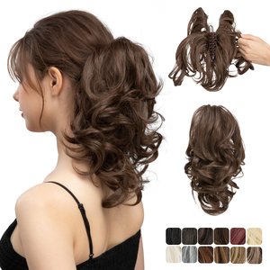 Extensiones de Cabello de Cola de Caballo con Clip, Cortas y Rizadas, de Fibra Resistente al Calor, Onduladas Naturales, Sintéticas, para Mujer, Venta al Por Mayor - Product Image 1