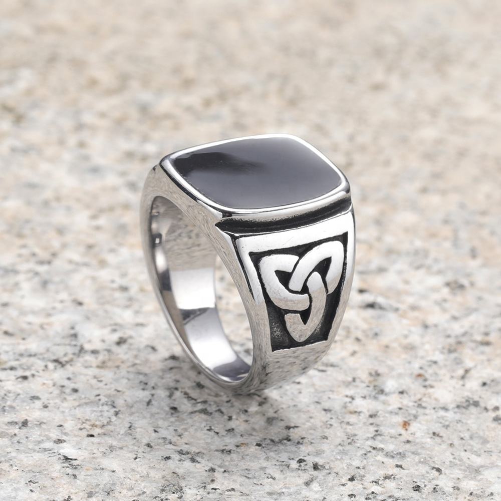 Square Signet Ring Men'S Stainless Steel Plain Knuckle Square Rings Men  Silver Metal Squared Ring for Men