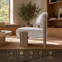 Fauteuil lounge moderne en bois de frêne massif avec coussin épais et tissu tressé, fauteuil d'appoint pour salon et hôtel, personnalisable OEM