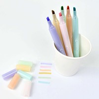 Ensemble de 6 stylos surligneurs pastel macaron, pointe biseautée, couleurs douces, pour l'école, le bureau, la papeterie