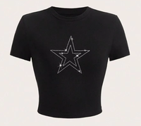 Fabrication de t-shirt court personnalisé sexy en cristal avec logo en strass pour femmes t-shirt ras du cou fitness à la mode pour dames