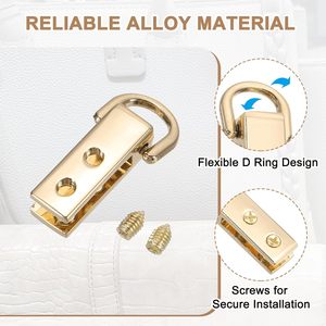 Boucle de fixation latérale pour sac, fermoir métallique pour suspension de sac à main, connecteur de chaîne de sac à main avec anneau en D - Product Image 3