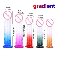 Dildo multi-tamaño sin huevos, de cristal degradado, impermeable IPX7, ligero, pene artificial para mujer
