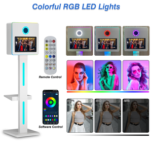 هيكل كشك تصوير رقمي معدني أبيض مع شاشة LCD وكاميرا DSLR وإضاءة LED للاستخدام الخارجي مع فلتر جلام - Product Image 3