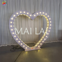 Arche en PVC en forme de cœur, blanche, éclairage LED 3D, accessoires de scène pour mariage, location de scène