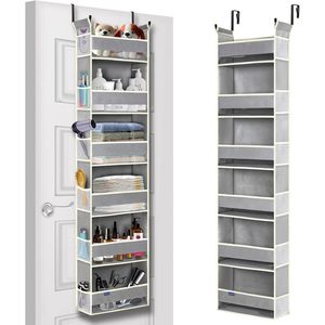 Over The Door Organizer 6 <b>Shelves</b> 12 Pockets Hanging Storage For Bathroom Bedroom Nursery Rectangular Non Woven Fabric - Product Image 1