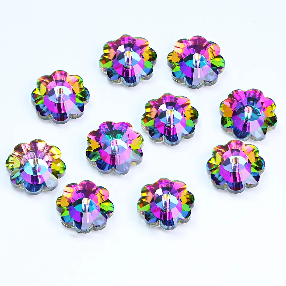 Factory Price Sew-on Crystal Rhinestones Flower Shape Flat Back K9 Crystal Glass Rhinestone for Garment Bags Shoes Accessories