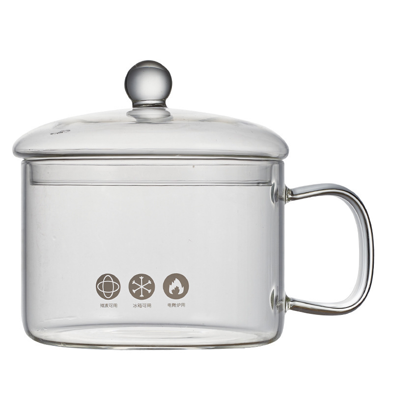 Marmite En Verre Borosilicate 1350 Ml Avec Couvercle Et Poignée - Pot Transparent Résistant à La Chaleur Pour Soupe, Pâtes Et Nouilles