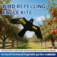 Cerf-volant effaroucheur d'oiseaux Flying Hawk, répulsif d'oiseaux simulé en forme d'aigle, dispositif de dissuasion des oiseaux à énergie éolienne pour la protection des cultures agricoles et des jardins