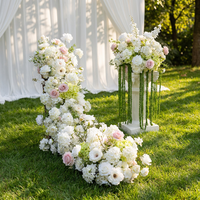 Décoration de mariage, art floral rose et vert, amaranthus, hortensia, fleurs artificielles en soie, chemin de table, arrangement haut de gamme, centre de table