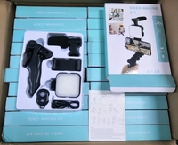 Kit Vlogging Smartphone Trépied Support Téléphone Mini Microphone Lumière d'Appoint LED pour TikTok Live Stream Studio Photo Carré