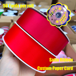 ริบบิ้นผ้าซาตินโพลีเอสเตอร์พรีเมียม 196 สี ม้วน 50 หลา กว้าง 1.5 นิ้ว (4 ซม.) พร้อมการ์ดกระดาษโลโก้แบบกำหนดเอง ออกแบบ OEM สำหรับตกแต่ง - Product Image 1