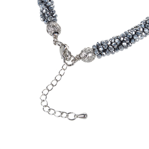 Collar de Cristal Gris de 18 Pulgadas con 4 Hileras de Cuentas Facetadas Trenzadas de Cristal de 3 mm - Product Image 2