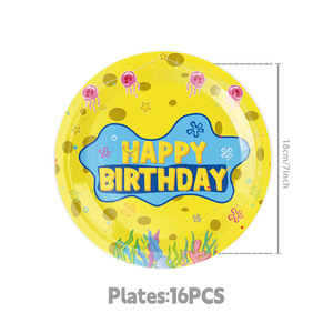 Set di 7 Pezzi per Festa di Compleanno a Tema <span class=keywords><strong>SpongeBob</strong></span> SquarePants e <span class=keywords><strong>Patrick</strong></span> Star, Decorazioni e Stoviglie in Stile Cartone Animato per Bambini - Product Image 5